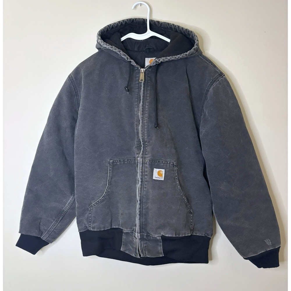 Carhartt Faded Black Sandstone Duck Active Jacket Women Medium Coat Rugged Lined